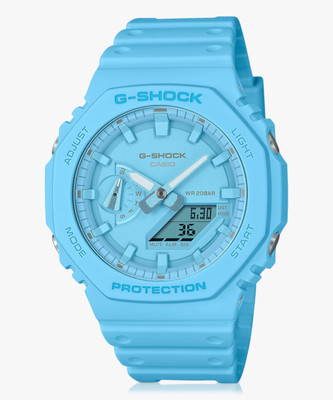 CASIO GA-2100-2A2DR G-SHOCK Blue Dial Blue Resin Strap Analog-Digital Watch  - For Men