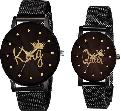 Ultra Wise Magnetic Metal Strap Analog King and Queen Black Dial Men's and Women's Watch King and Queen Black Dial Men's and Women's Watch Analog Watch  - For Girls