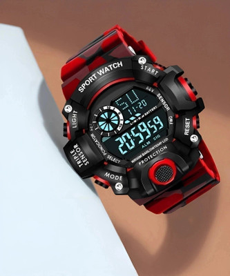 SHURAI digital red watch Silver Dial Adjustable Length Stainless Steel Watch for men Digital Watch  - For Boys