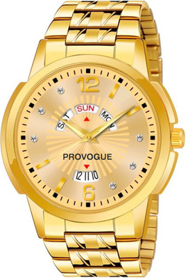 PROVOGUE PGLC-3001 Original Gold Plated Day & Date Functioning For Boys Analog Watch  - For Men