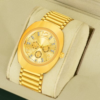 SHURAI F NEW GOLDWN WATCH 2 New Designers Gold Plating Stainless Steel Strap Wrist Watches For Boy And Men Analog Watch  - For Men