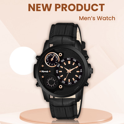 ihmt IHMT-2507 Plain Black Dial & Black Genuine Leather Strap for Boys (Not a Chronograph) Analog Watch  - For Men