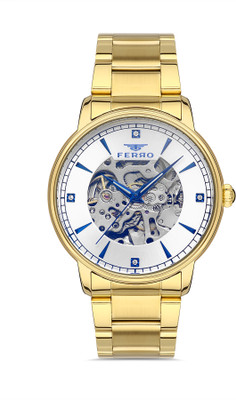 Ferro F31301A-B Automatic Crystal Silver Round Dial Analog Watch  - For Men