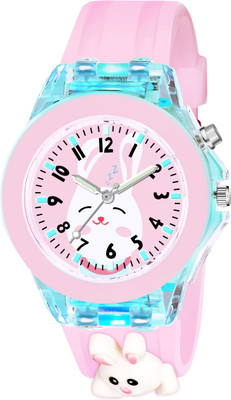 CERO Kids Rebit Chiid Multicolor Lights 3D Cute Cartoon Multi Function Rubber Strap Kidd's Boys Analog Watch  - For Girls