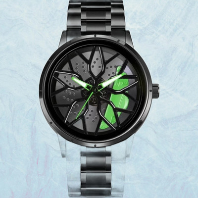 house of common Thar Thar wheel watch | Spinning watch | Rotating watch | Gyro watch | Green watch Analog Watch  - For Men