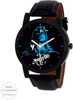 NESTER Mahadev Print Dial Black Leather Belt Watch For Boys & Girls Analog Watch  - For Men