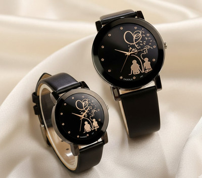 kairova Hubby & Wifey Love Edition Black Couple Watch Set Analog Watch  - For Girls