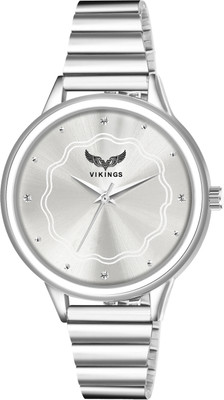 VIKINGS VK-LR-074-SLV-CHN STRIPS BELT Analog Watch  - For Girls
