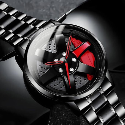 Hezoc Spinnig Wheel Watch Spinning Watch Quartz Men Rim Car Wheel Watches Analog Watch  - For Men & Women
