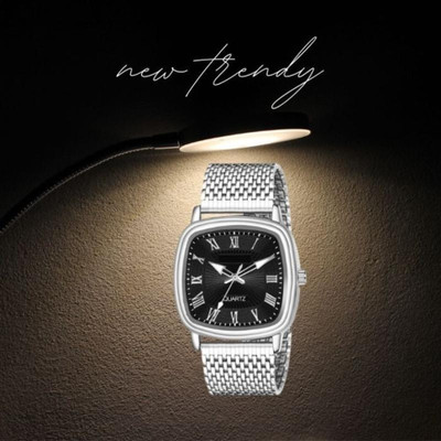 Giomex Stylish Chain Stainless Steel Square Quartz Analog Watch  - For Men