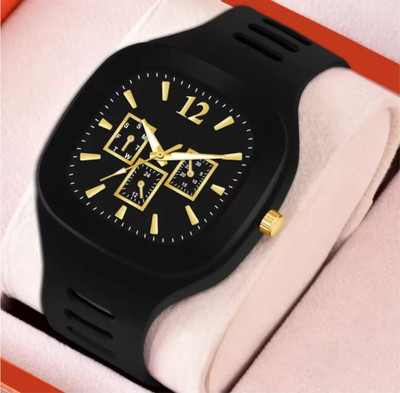 Alkhwatches Square Dial Analog Silicon Strap Stylish Designer Analog Watch for boy men Analog Watch  - For Boys