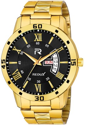 REDUX MW-405 Day & Date Functioning Golden Stainless Steel Chain Analog Watch  - For Men