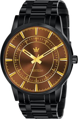 CRESTELLO CR-BLK027-BRW-CH Black Plated Metal Chain Analog Watch  - For Men