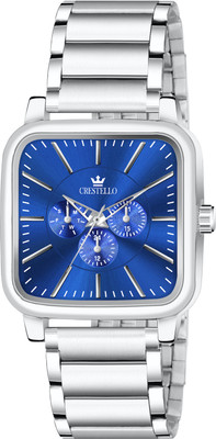 CRESTELLO CR-GS041-BLU-CH Square Dial Steel Chain Analog Watch  - For Men