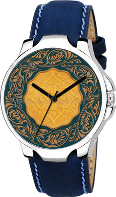 Red Robin J1-3K-SIL-BLU-L JAIPUR WATCH COIN Design Stylish Strap Wrist Watch for Men and Boys Analog Watch  - For Men