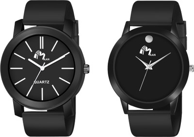 MAAN INTERNATIONAL White-Mavado BlackCraft Edition Black Dial Watch Combo Silicon Strap Analog Watch  - For Men