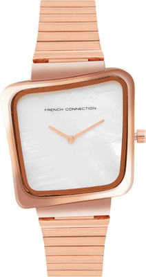 French Connection ÉCLATIA White Square Dial With Rose Stainless Steel Strap Watch Analog Watch  - For Women