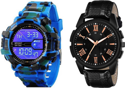 Brostin Youth Choice Maricle-BK-Date-Day-Men's-Watch_Combo_Blue Military men's Watch Analog-Digital Watch  - For Men