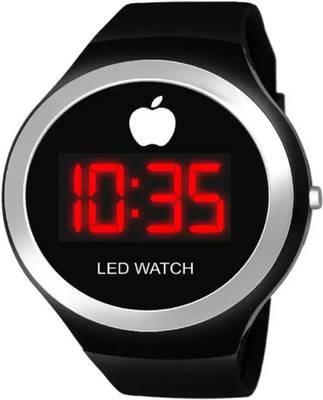 HLMT Round Black Apple Shape Dial Latest LED Digital Watch For