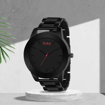 RELish INA-1084 watch for Men Black Case Silicone Strap Quartz Display Analog Watch  - For Men