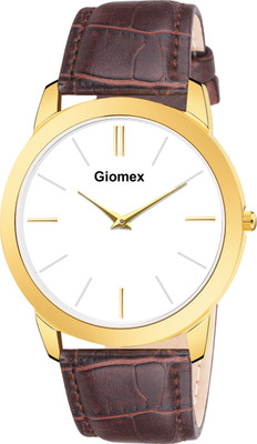 Giomex GMA0L740 White Round Dial with Brown Leather Strap Watch for Men Analog Watch  - For Men
