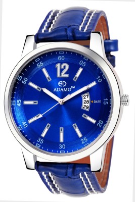 ADAMO Legacy wristwatch / watchs DAY AND DATE FUNCTIONING Blue Dial 0 Shaped with Synthetic Leather Strap Premium watch for Men and Boys Analog Watch  - For Men