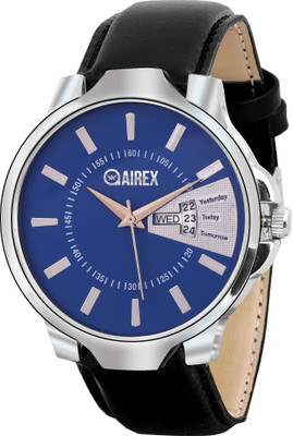 Airex Blue Day and Date Function Dial Leather Black Strap Analog Watch - For Men AIR DD Strap 1 Analog Watch  - For Men