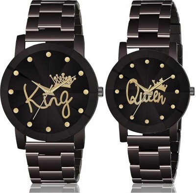 IGM Watches Couple New Latest Black Premium Designer Lover's Choice King And Queen watch KQ-7777 Analog Watch  - For Couple