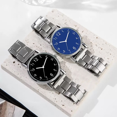 ETLIS Analog 8 steel combo 1 Black & Blue Classic Combo Analog Watch  - For Men