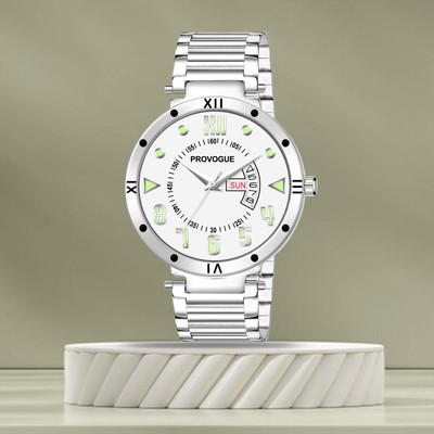 PROVOGUE PRV-221-SILVER Stylish Day and Date Analog Watch  - For Men
