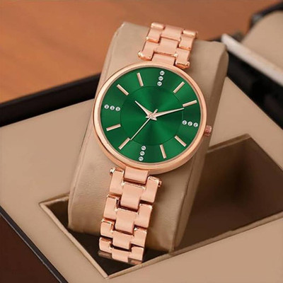MAHAVIRA COLLECTION ROSE_GOLD_WHITE_DIAL Trending Premium Quality Green Dial Rose Gold Plating Wrist Watch Analog Watch  - For Women