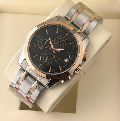 NITYA TSHORT - Black New Formal Analog Watch for Men's Day & Date Feature Dial Stainless Steel Strap Analog Watch  - For Men