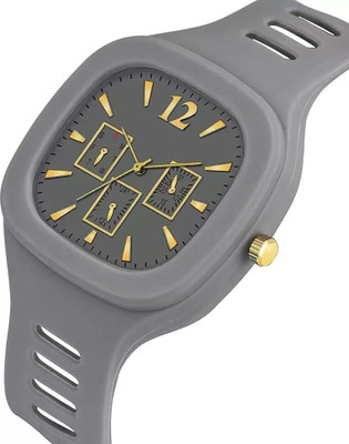 RealBuff GREY-QUARTZ GREY SQUARE HANDS & WRIST STRAP BRANDED WATCH FOR MENS & BOYS Analog Watch  - For Men