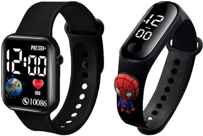 Napp mall Combo Fashion Stylish Kids Digital watch Date and Time Rectangular Display Combo Fashion Stylish Kids Digital watch Date and Time Rectangular Display Digital Watch  - For Boys & Girls