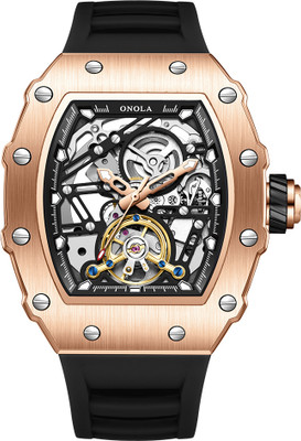 OVERFLY ONOLA Mens Watch Automatic Mechanical Skeleton Dial Luxury wrist Watch for Men Analog Watch  - For Men