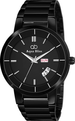 AquaBliss Day & Date Display Black Stainless Steel Analog Watch  - For Men