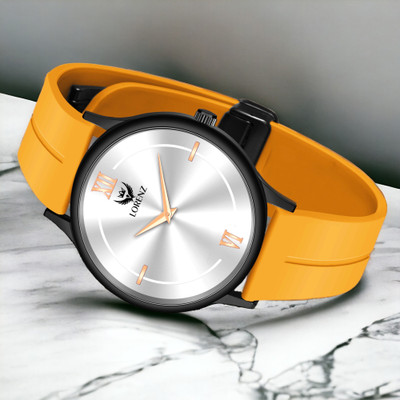 LORENZ MK-4084R ilver Dial Analog Watch with Yellow Magnetic Lock Strap Analog Watch  - For Men