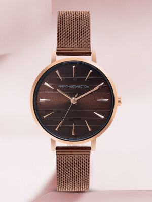 French Connection FCN00069H Women's Analog Brown Watch | Brown Sunray Textured Dial Analog Watch  - For Women