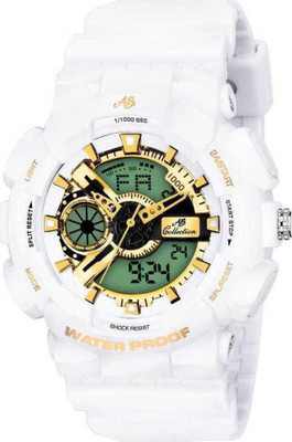 AB Collection White Golden Dial G-Style S-007SHOCK Gyro Analog Watch  - For Men