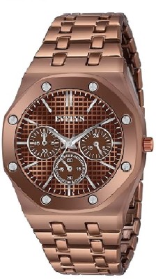 Evelyn For Men Wristwear Brown Round Quartz Analog Watch Chain Strip for Men Analog Watch  - For Men