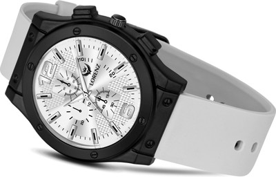 LORENZ MK-4091R Silver Dial Analog Watch with Grey Silicone Buckle Lock Strap Analog Watch  - For Men