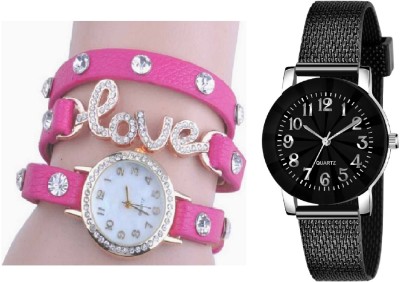 COSMIC Combo Love Bracelet Analog with Numerical Dial Black Shaffer party Wear Analog Watch  - For Girls
