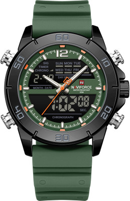 Alix Elegent Round Stainless Steel Case With LCD Display Analog-Digital Watch  - For Men