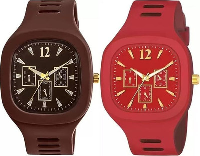 dmash Analog Silicon Strap ADDI Stylish Designer Analog Watch Combo Analog Watch  - For Men