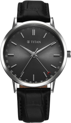 Titan Elegance watch Elegance Quartz Dark Grey Round Dial Leather Men's Watch / Analog Watch  - For Men