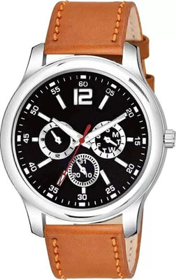 MAHAVIRA COLLECTION Slim_Avio_black_brown_belt Trending & Premium Synthetic Leather Brown Belt Wrist Watch Analog Watch  - For Men