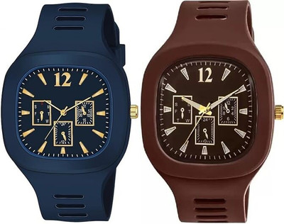dmash Analog Silicon Strap ADDI Stylish Designer Analog Watch Combo Analog Watch  - For Men