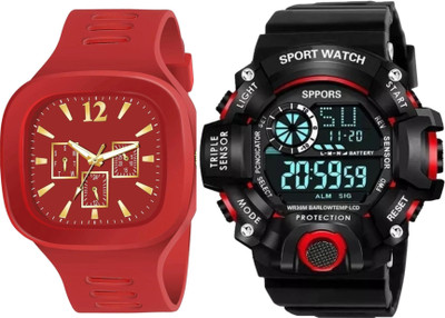 KIMY BL_RED+MILLER RED 01_2024 KIMY Digital & Analog watches with a traditional style for men and boys Analog-Digital Watch  - For Men