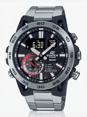 CASIO ECB-40D-1ADF Edifice Black Dial Silver Stainless Steel Band Analog-Digital Watch  - For Men