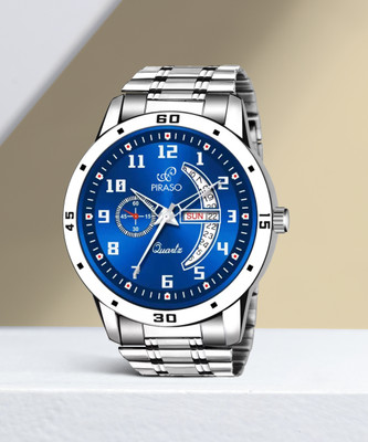 PIRASO PR2727 BLUE Blue Dial & Silver Chain with Day&Date working Display for Men and Boy Analog Watch  - For Men